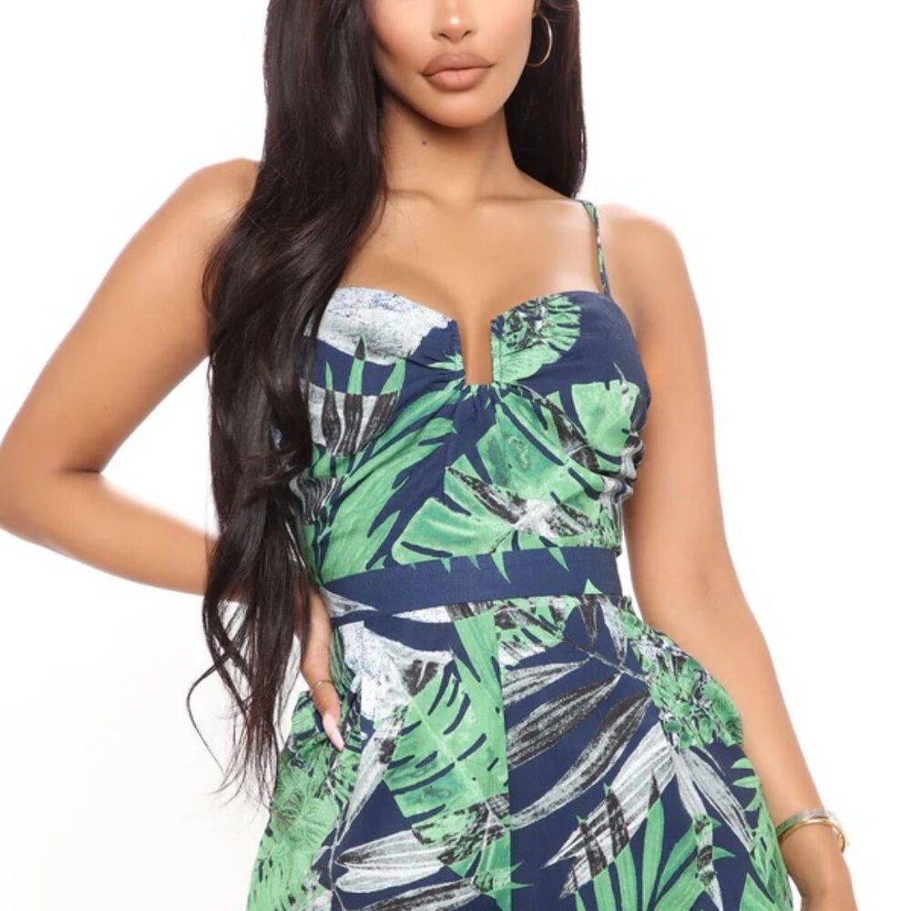Maldives Madness Sleeveless Jumpsuit - Green/combo